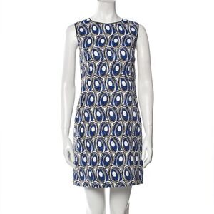 Miss Wu Sleeveless Blue Geometric Shift Dress medium